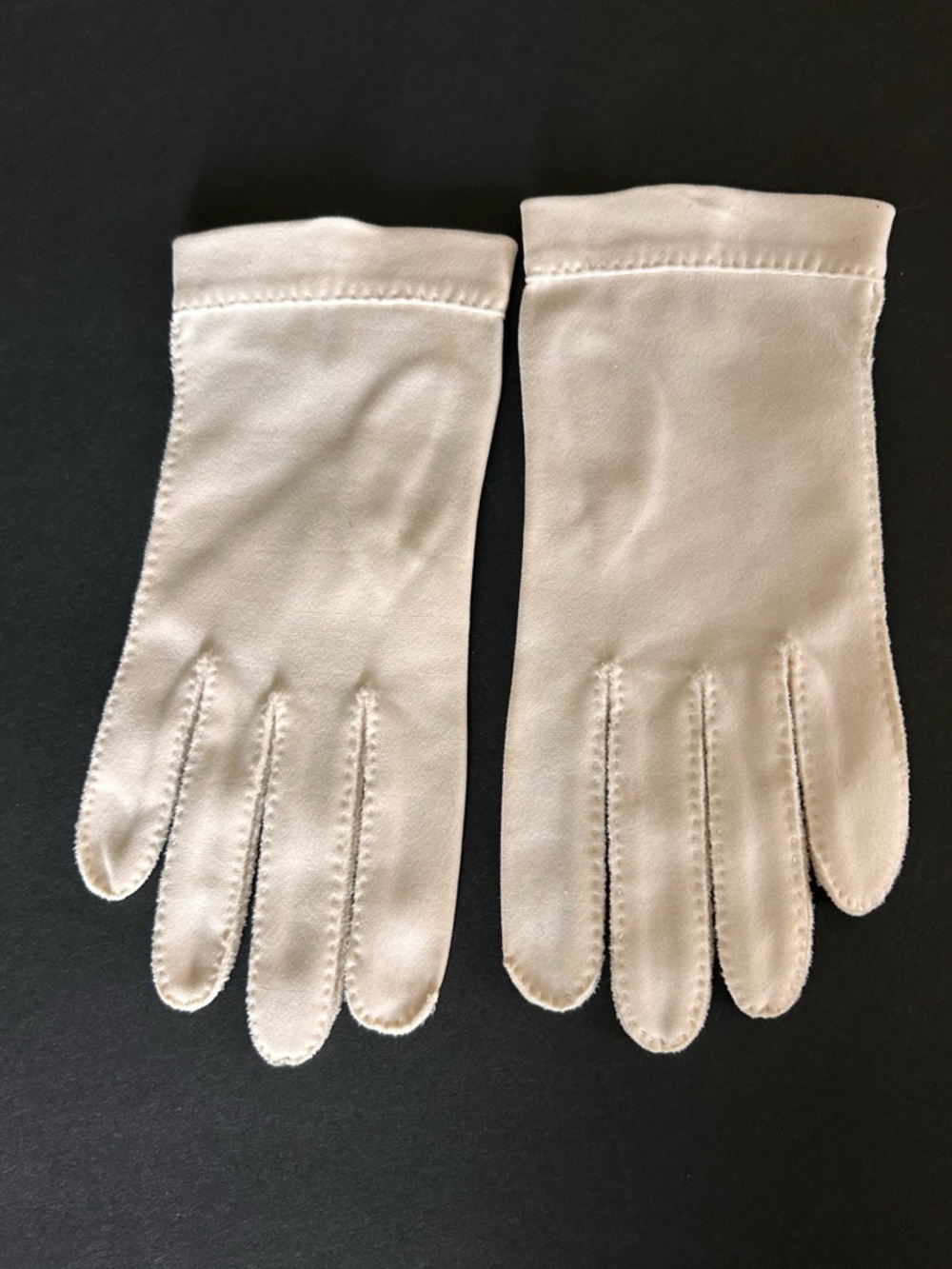 Kayser Cream Double Cotton Hand Sewn Tapered Finger Gloves Size 7 Vintage